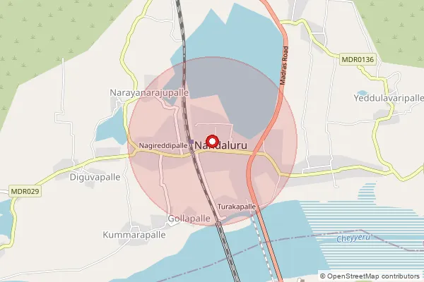 Map showing approximate area covered by Pincode 516151 — Pothapi B.O, Y.S.R.