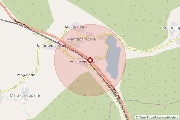 Map showing approximate area covered by Pincode 516152 — Nadimpalli B.O, Y.S.R.