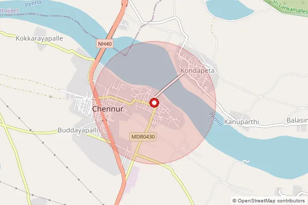 Map showing approximate area covered by Pincode 516162 — Mundlapalli B.O, Y.S.R.