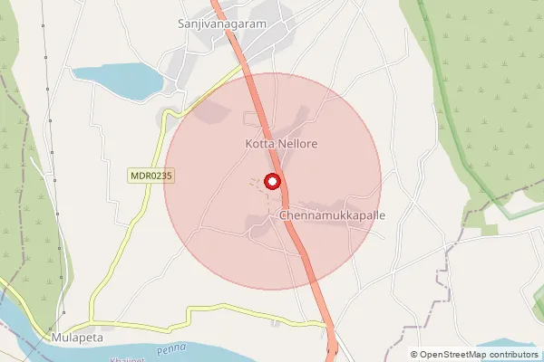Map showing approximate area covered by Pincode 516163 — Kothapet B.O, Y.S.R.