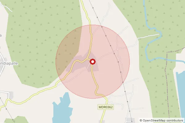 Map showing approximate area covered by Pincode 516175 — Nelatur B.O, Y.S.R.