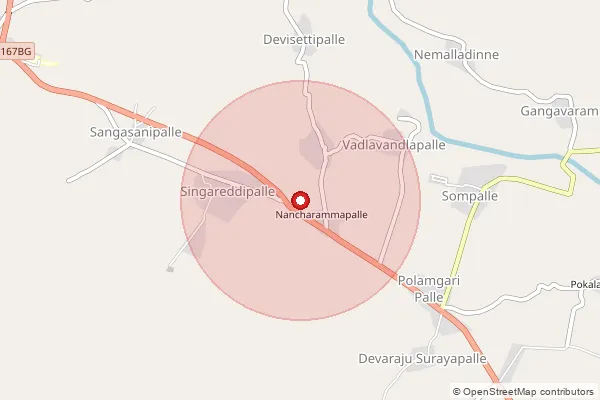 Map showing approximate area covered by Pincode 516193 — Boppapuram B.O, Y.S.R.