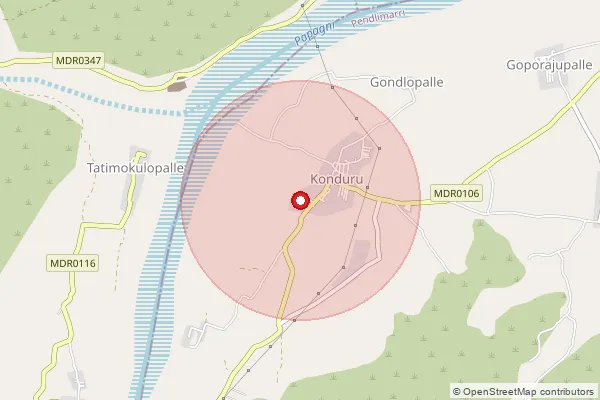 Map showing approximate area covered by Pincode 516218 — Minnaiahgaripalle B.O, Y.S.R.