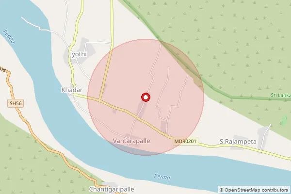 Map showing approximate area covered by Pincode 516237 — Jyothi B.O, Y.S.R.