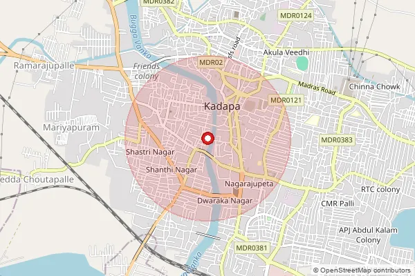 Map showing approximate area covered by Pincode 516247 — Nekanapuram B.O, Y.S.R.