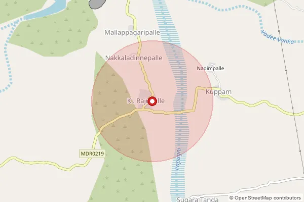 Map showing approximate area covered by Pincode 516259 — Gangarapupalli B.O, Y.S.R.