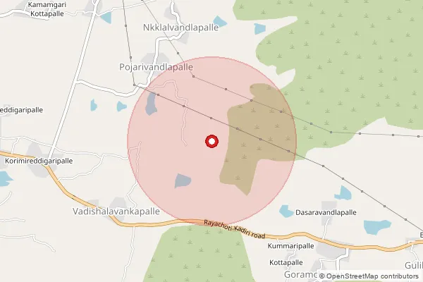 Map showing approximate area covered by Pincode 516267 — Galiveedu S.O, Y.S.R.