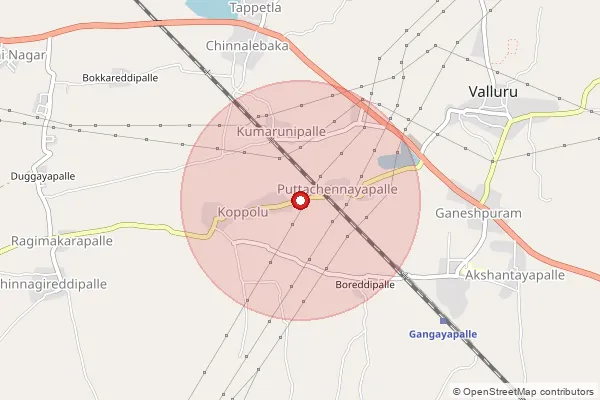 Map showing approximate area covered by Pincode 516293 — Ambavaram B.O, Y.S.R.