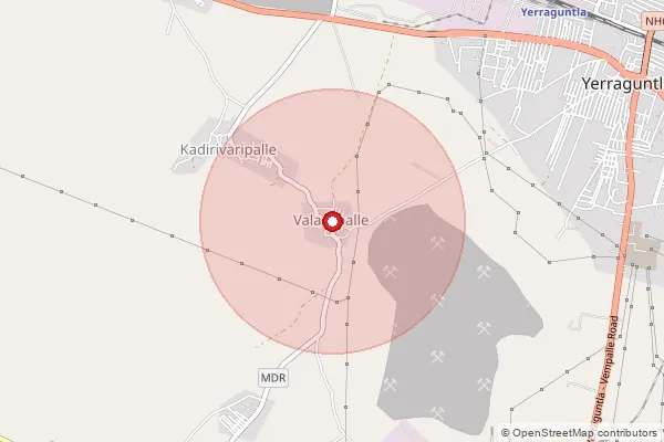 Map showing approximate area covered by Pincode 516309 — Yerraguntla S.O (Cuddapah), Y.S.R.