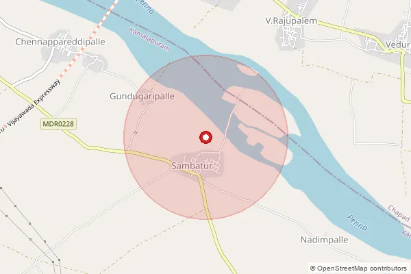 Map showing approximate area covered by Pincode 516310 — Nidizuvvi B.O, Y.S.R.