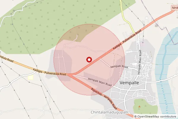 Map showing approximate area covered by Pincode 516329 — Vaimpalle S.O, Y.S.R.