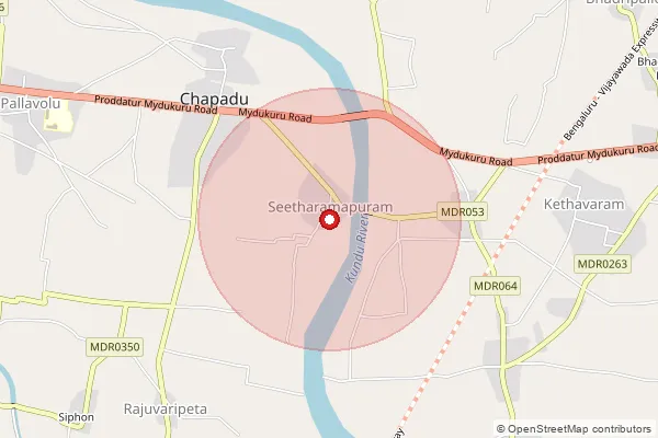 Map showing approximate area covered by Pincode 516356 — Alladupalle B.O, Y.S.R.