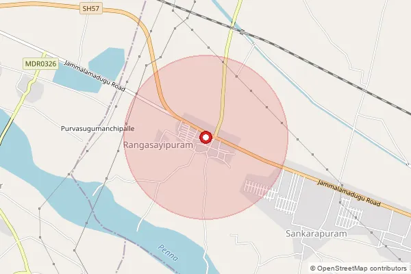 Map showing approximate area covered by Pincode 516361 — Peddasettipalle B.O, Y.S.R.