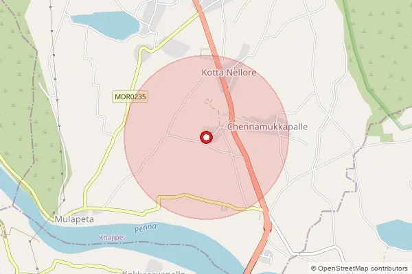 Map showing approximate area covered by Pincode 516362 — Meenapuram B.O, Y.S.R.