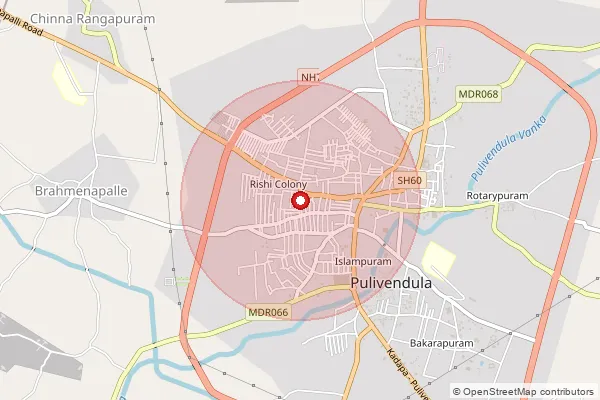 Map showing approximate area covered by Pincode 516391 — Peddajutur B.O, Y.S.R.