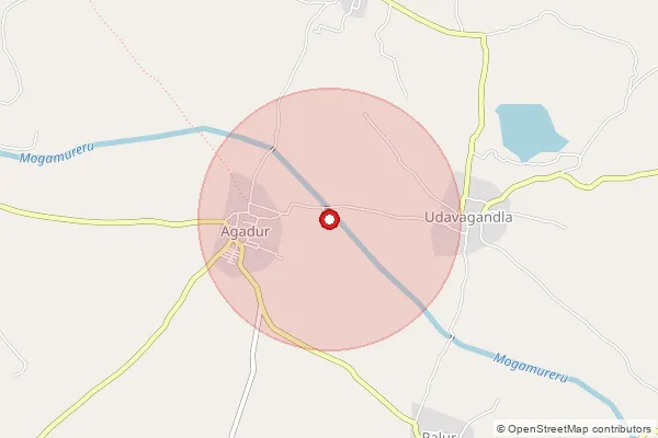 Map showing approximate area covered by Pincode 516421 — Achavalli B.O, Y.S.R.