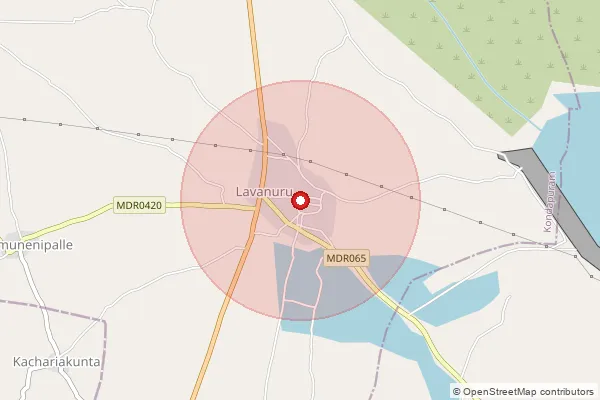 Map showing approximate area covered by Pincode 516464 — Nandyalampalle B.O, Y.S.R.
