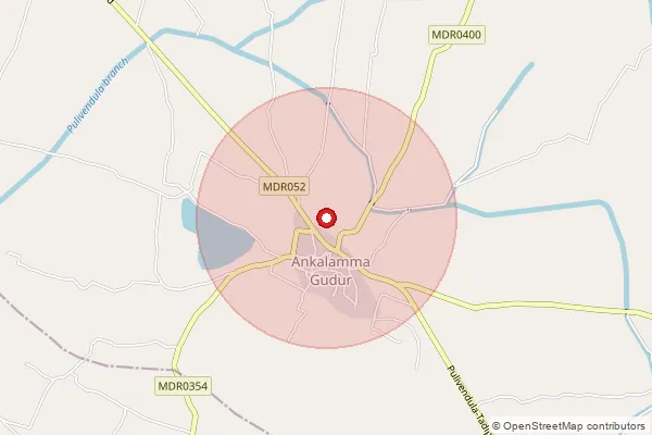 Map showing approximate area covered by Pincode 516484 — Madur B.O, Y.S.R.