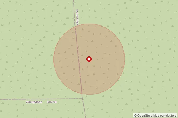 Map showing approximate area covered by Pincode 516503 — Palugurallapalli B.O, Y.S.R.