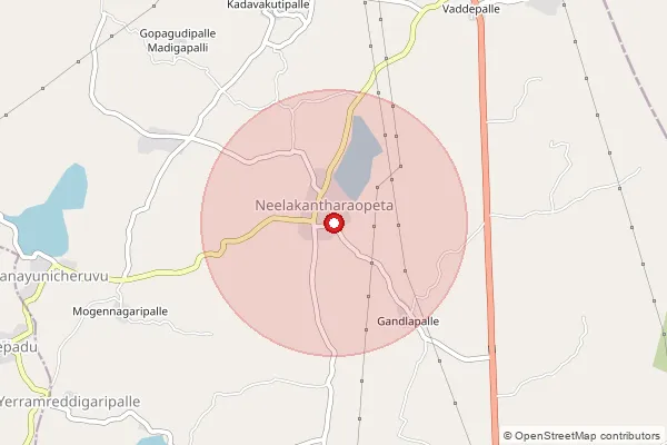 Map showing approximate area covered by Pincode 516504 — Ramapuram S.O, Y.S.R.