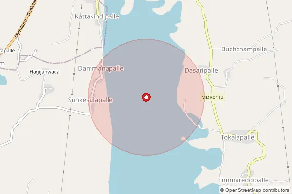 Map showing approximate area covered by Pincode 516505 — Thokalapalli B.O, Y.S.R.