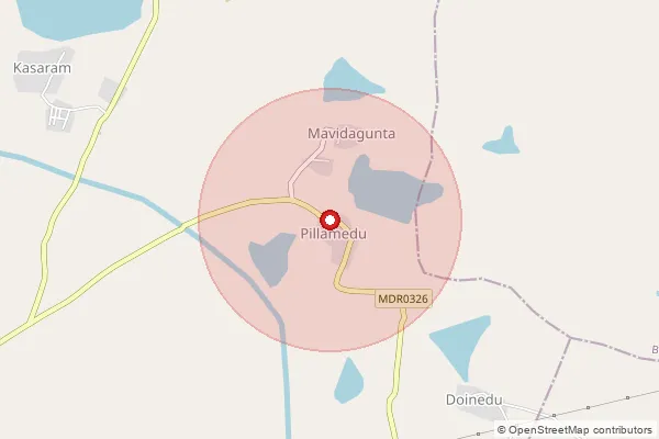 Map showing approximate area covered by Pincode 517536 — Akkurthi S.O, Tirupati