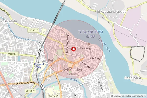 Map showing approximate area covered by Pincode 518004 — Iiitdm Kurnool S.O, Kurnool