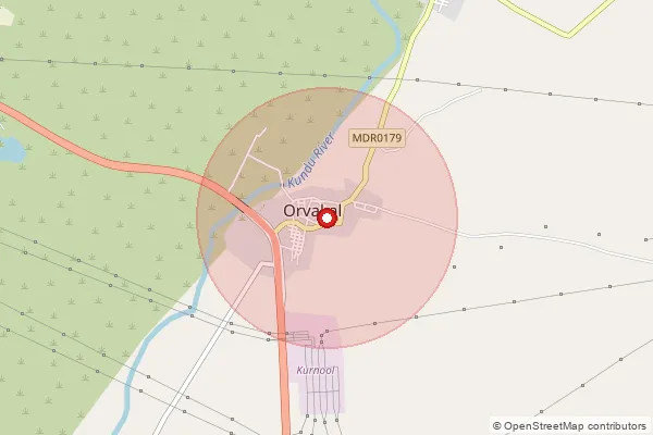 Map showing approximate area covered by Pincode 518010 — Vorvakallu S.O, Kurnool