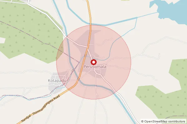 Map showing approximate area covered by Pincode 518166 — Perusomula S.O, Nandyal