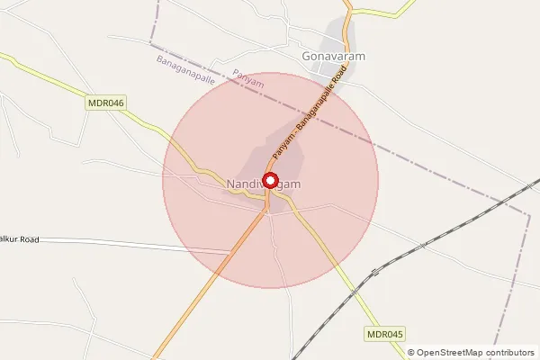 Map showing approximate area covered by Pincode 518176 — Nandivargam S.O, Nandyal