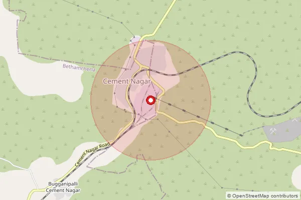 Map showing approximate area covered by Pincode 518206 — Cement Nagar S.O, Nandyal