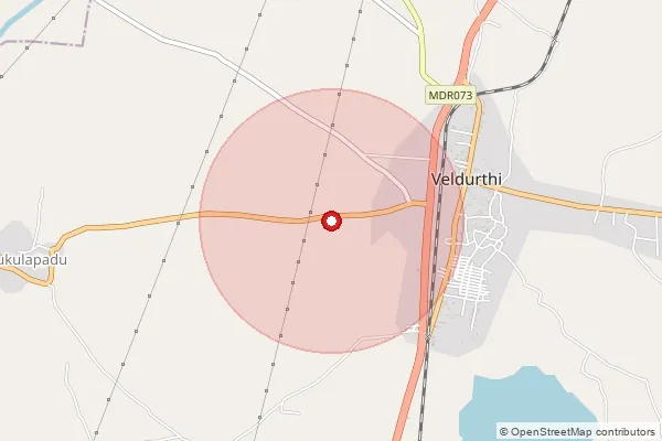 Map showing approximate area covered by Pincode 518216 — Veldurthi S.O, Kurnool