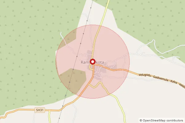 Map showing approximate area covered by Pincode 518217 — Ramalla Kota S.O, Kurnool