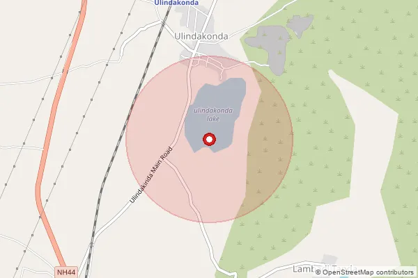 Map showing approximate area covered by Pincode 518218 — Ulindakonda S.O, Kurnool