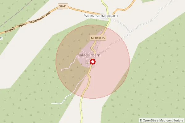 Map showing approximate area covered by Pincode 518220 — Jaladurgam S.O, Nandyal