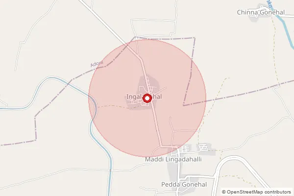 Map showing approximate area covered by Pincode 518308 — Ingaladahal S.O, Kurnool