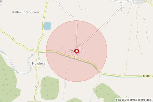 Map showing approximate area covered by Pincode 518323 — Peddakadubur S.O, Kurnool