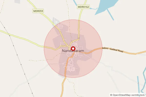 Map showing approximate area covered by Pincode 518343 — Nandavaram S.O, Kurnool