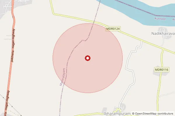 Map showing approximate area covered by Pincode 518345 — Mantralaya S.O (Kurnool), Kurnool