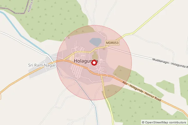 Map showing approximate area covered by Pincode 518346 — Holalagondi S.O, Kurnool