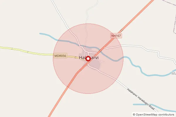 Map showing approximate area covered by Pincode 518348 — Halaharvi S.O, Kurnool