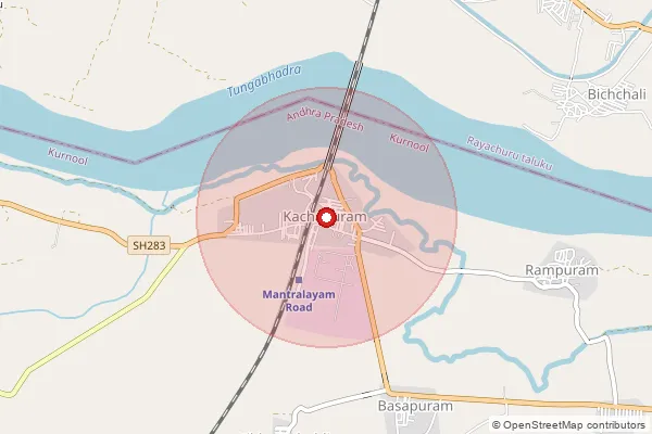 Map showing approximate area covered by Pincode 518349 — Tungabhadra S.O, Kurnool