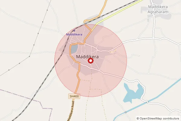 Map showing approximate area covered by Pincode 518385 — Maddikera S.O, Kurnool