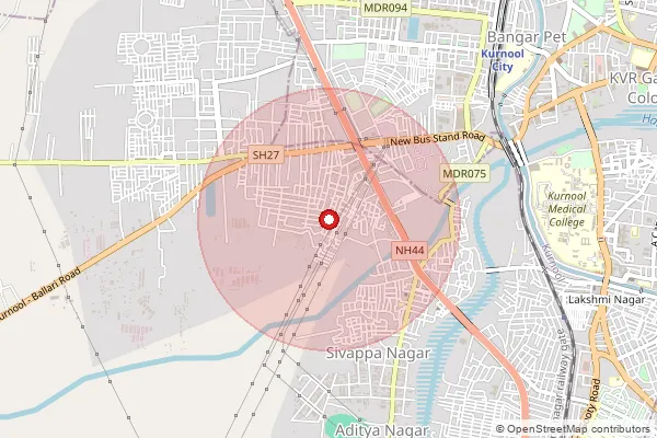 Map showing approximate area covered by Pincode 518401 — Nandikotkur S.O, Nandyal