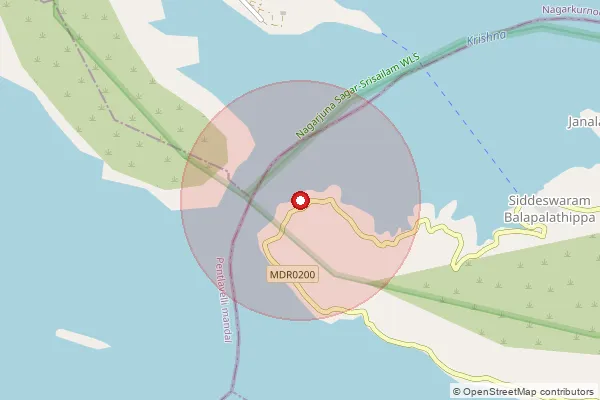 Map showing approximate area covered by Pincode 518422 — Siddeswaram Bo, Nandyal