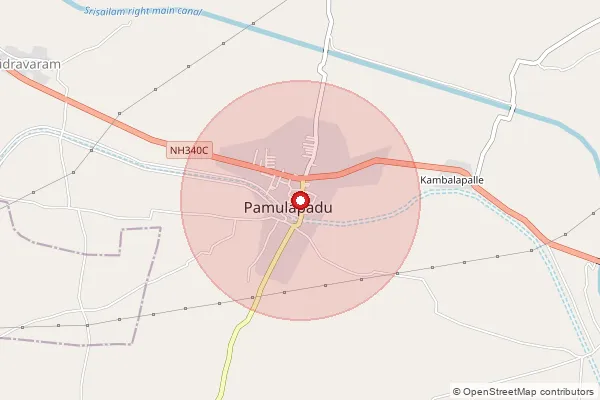 Map showing approximate area covered by Pincode 518442 — Pamulapadu S.O, Nandyal