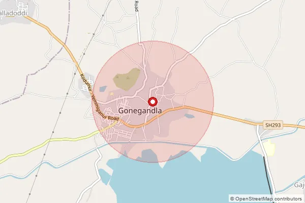 Map showing approximate area covered by Pincode 518463 — Gonegandla S.O, Kurnool