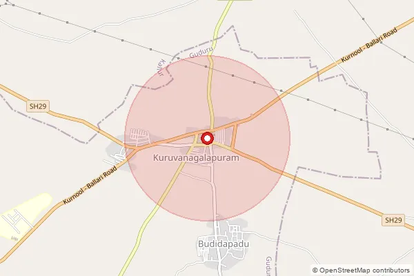 Map showing approximate area covered by Pincode 518467 — K.N.Puram S.O, Kurnool