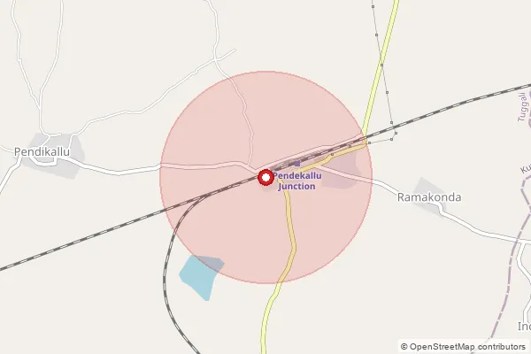 Map showing approximate area covered by Pincode 518468 — Pendekallu S.O, Nandyal