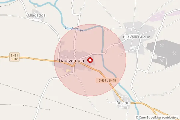 Map showing approximate area covered by Pincode 518508 — Gadivemula S.O, Nandyal
